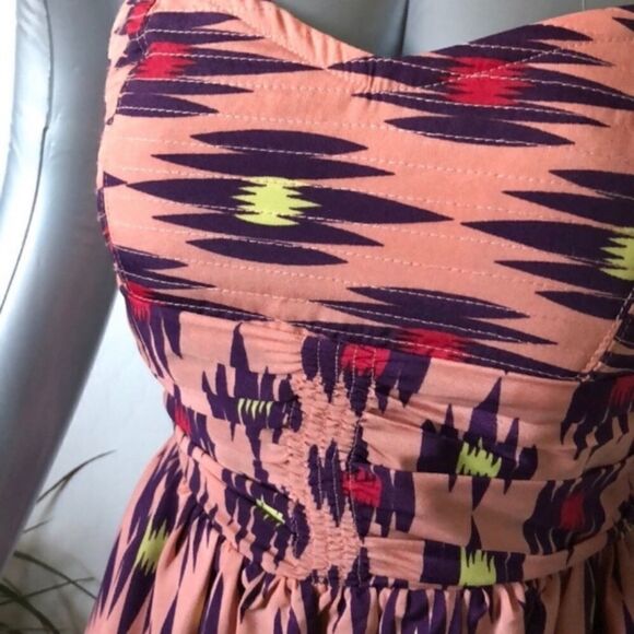 MM COUTURE Strapless Dress with Bold Colors / Pattern Size Small - Picture 4 of 7